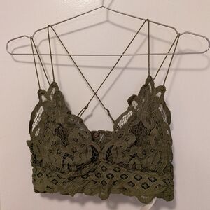 Olive Green Free People Adella Lace Bralette